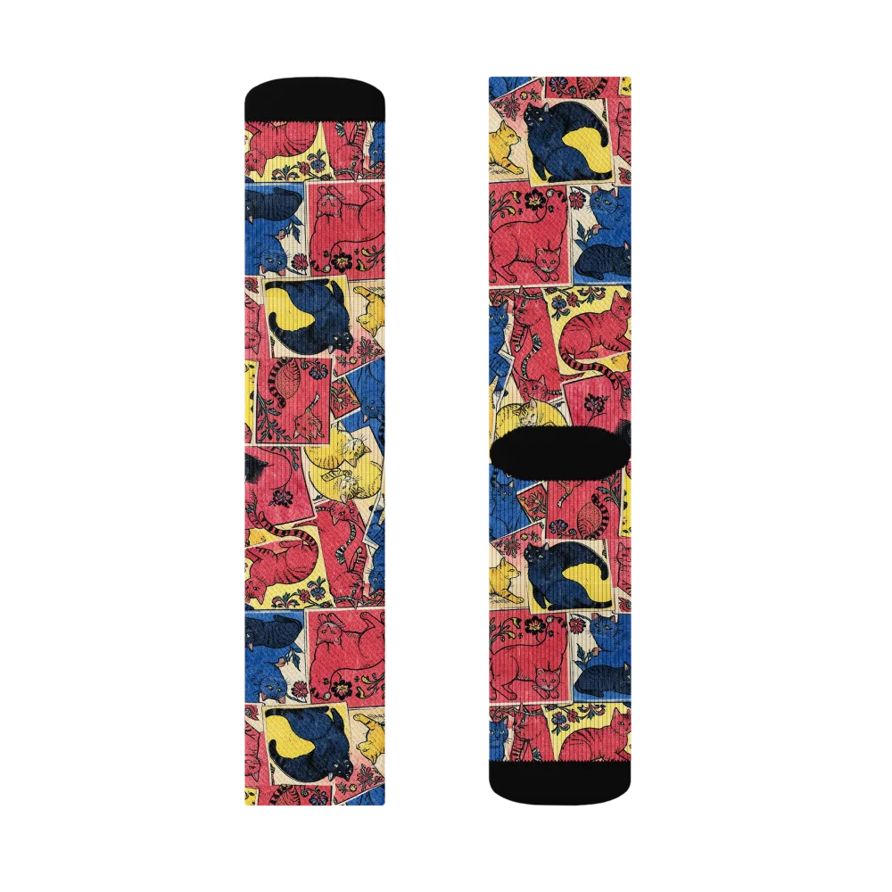 Midnight Cat Almanac on Socks — Right Sock