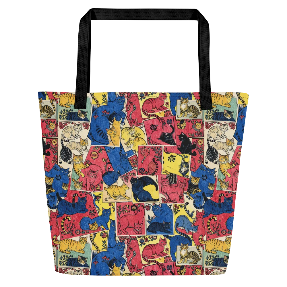 Midnight Cat Almanac on Large Tote Bag W/ Pocket — Front