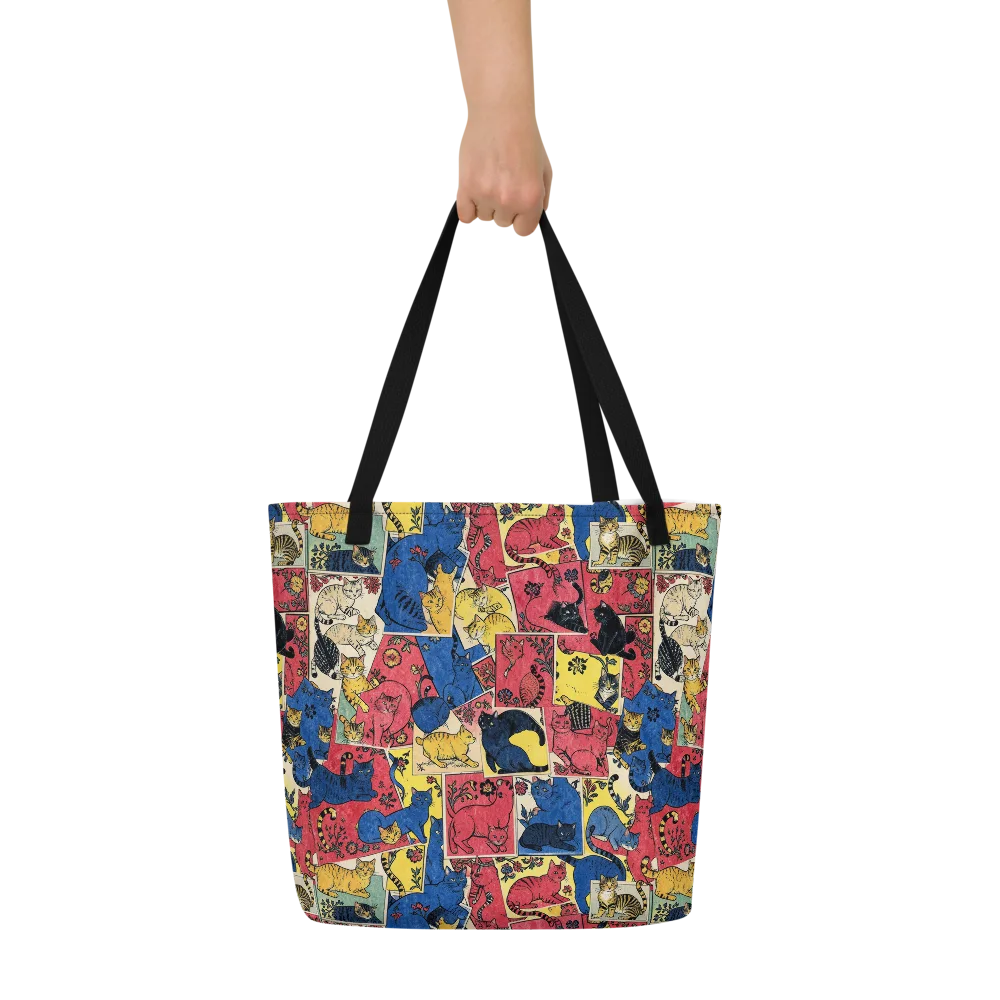 Midnight Cat Almanac on Large Tote Bag W/ Pocket — Front