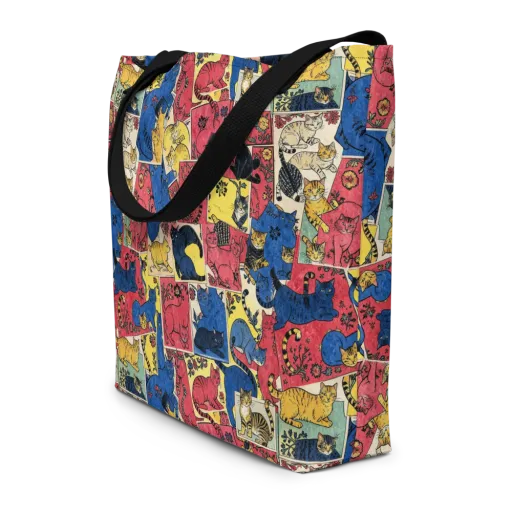 Midnight Cat Almanac on a Large Tote Bag W/ Pocket