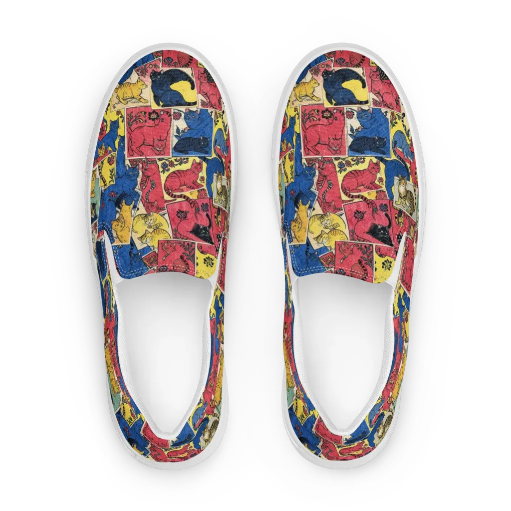Midnight Cat Almanac on Women's Slip-On Canvas Shoes — Front