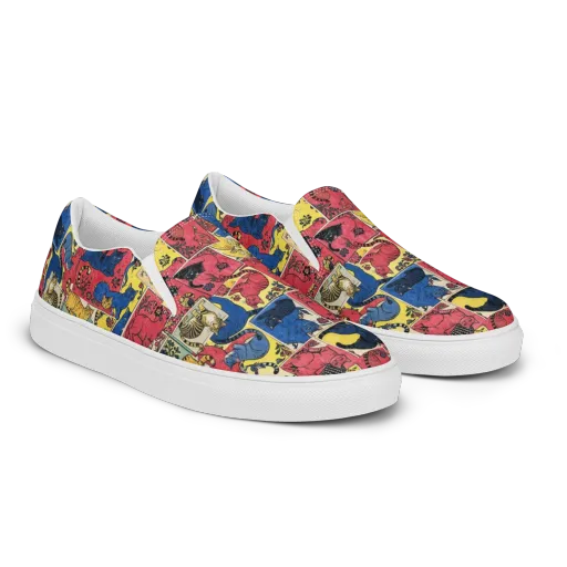 Midnight Cat Almanac on a Women's Slip-On Canvas Shoes