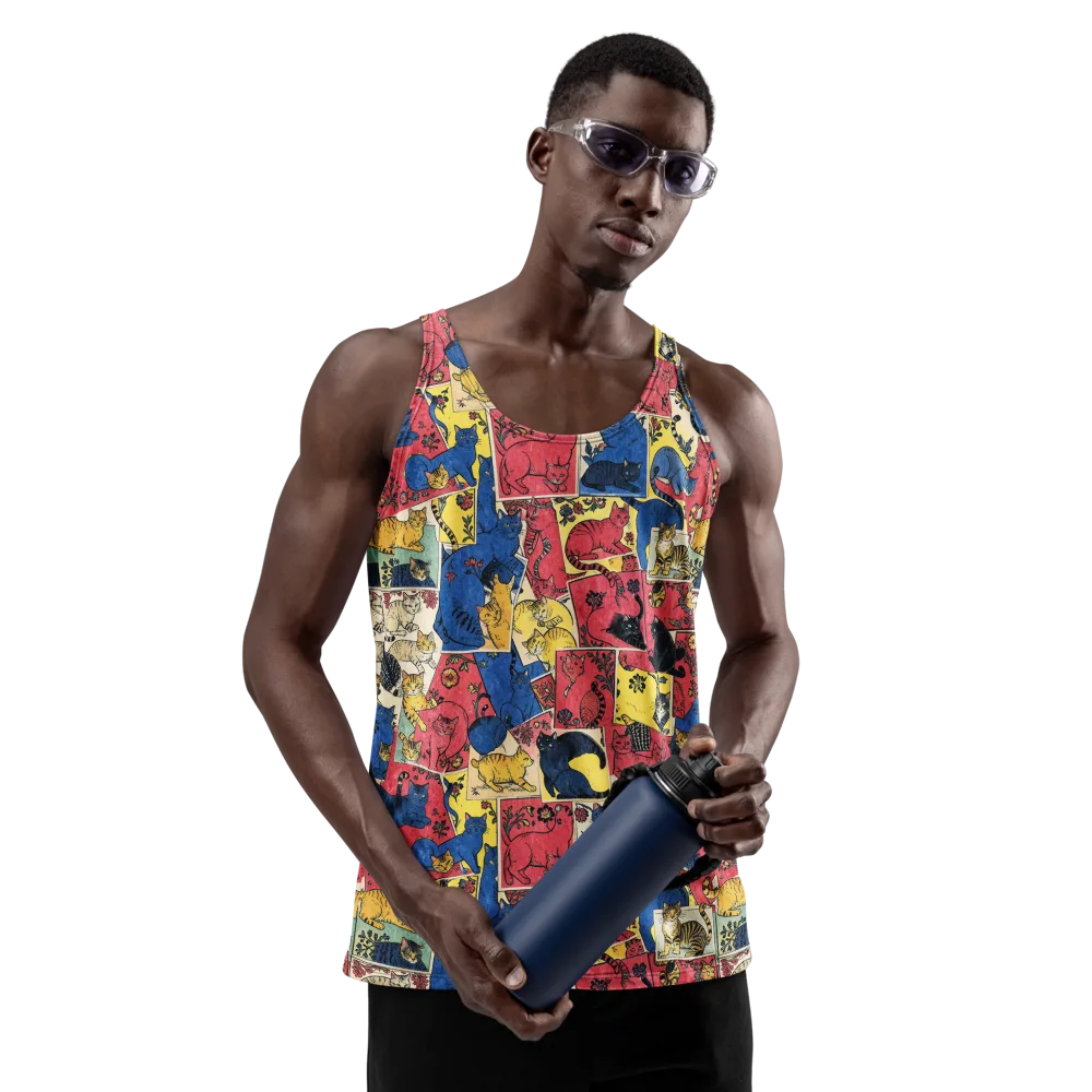 Midnight Cat Almanac on Men's Tank Top — Front