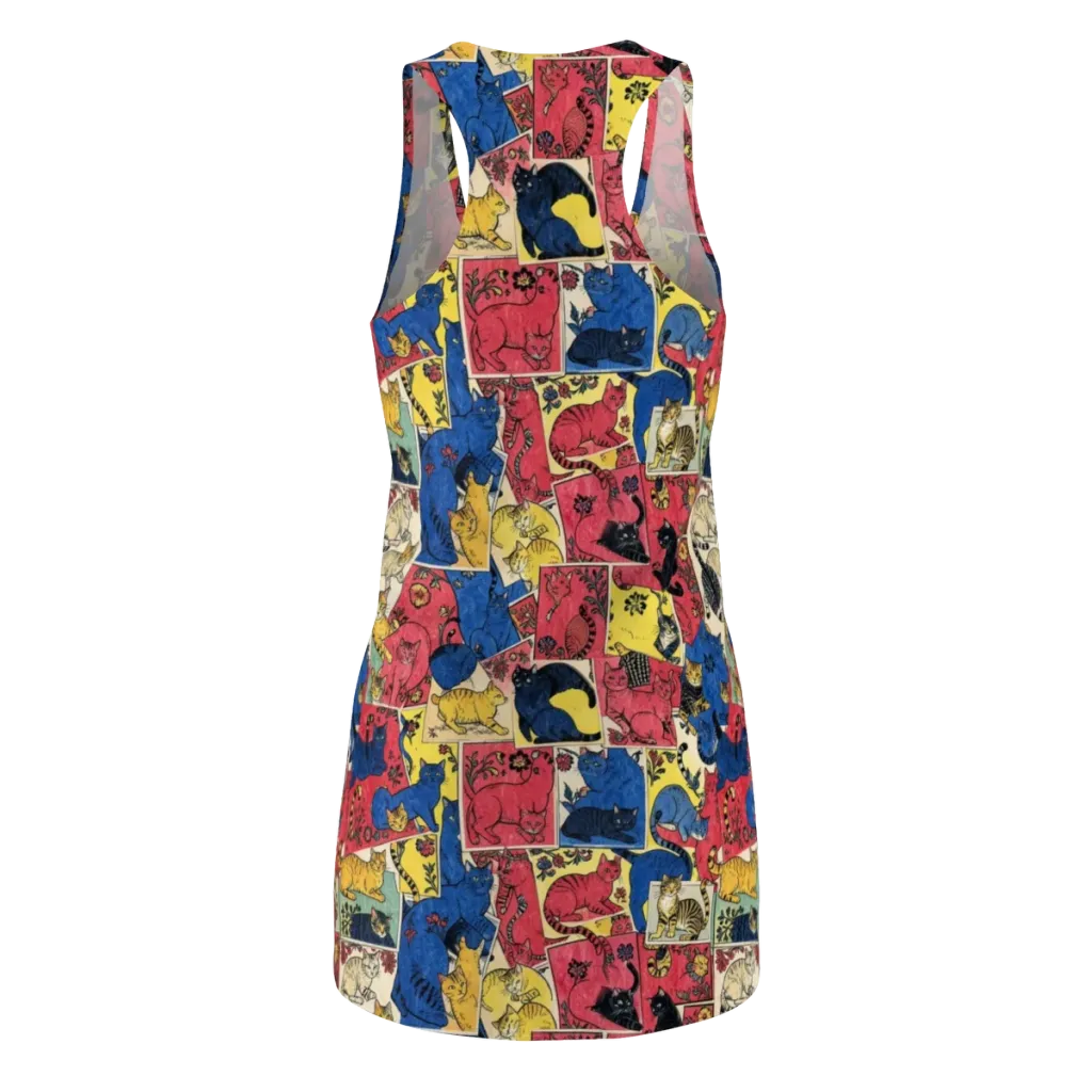 Midnight Cat Almanac on Racerback Dress — Back