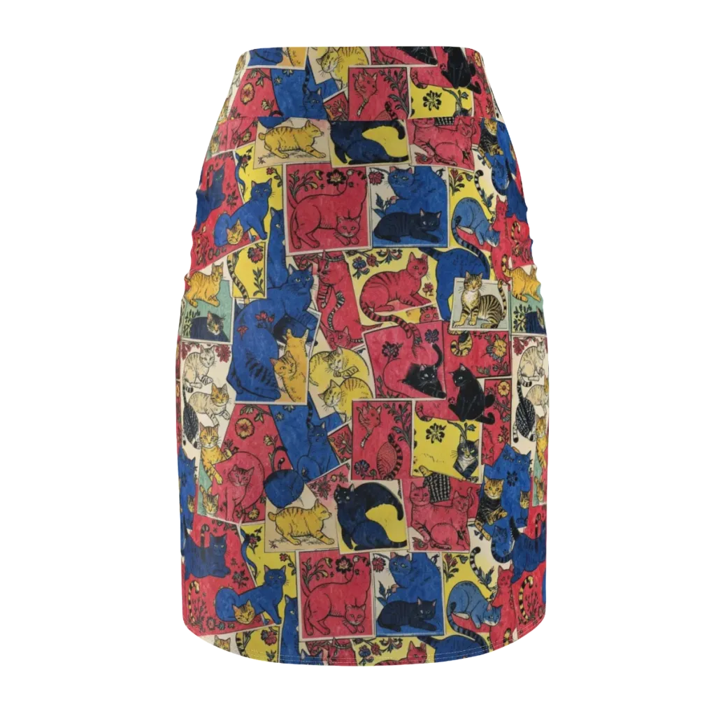 Midnight Cat Almanac on Pencil Skirt — Back