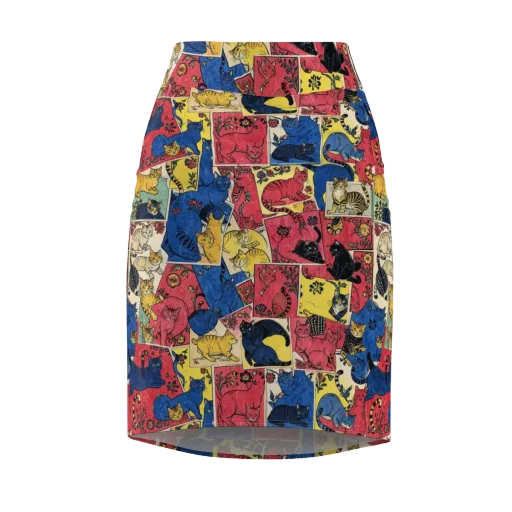 Midnight Cat Almanac on a Pencil Skirt