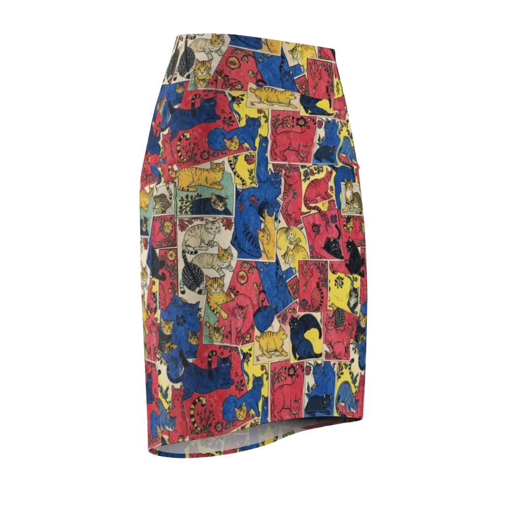 Midnight Cat Almanac on Pencil Skirt — Front Side