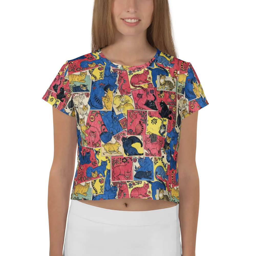 Midnight Cat Almanac on Crop Tee — Front