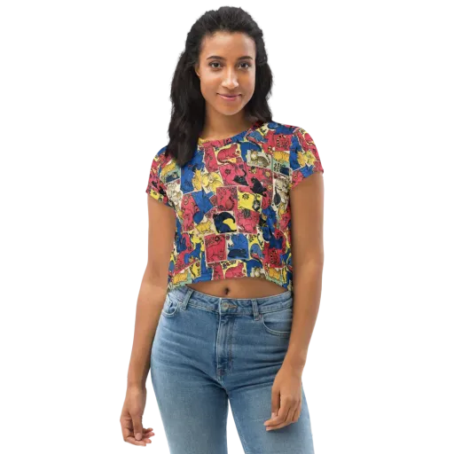 Midnight Cat Almanac on a Crop Tee