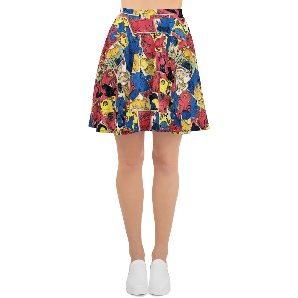 Midnight Cat Almanac on Skater Skirt — Front