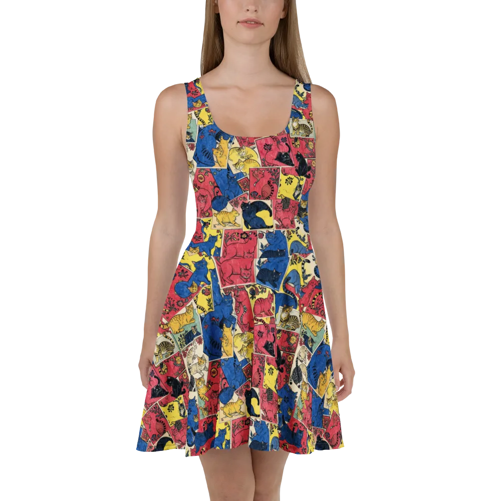 Midnight Cat Almanac on Skater Dress — Front