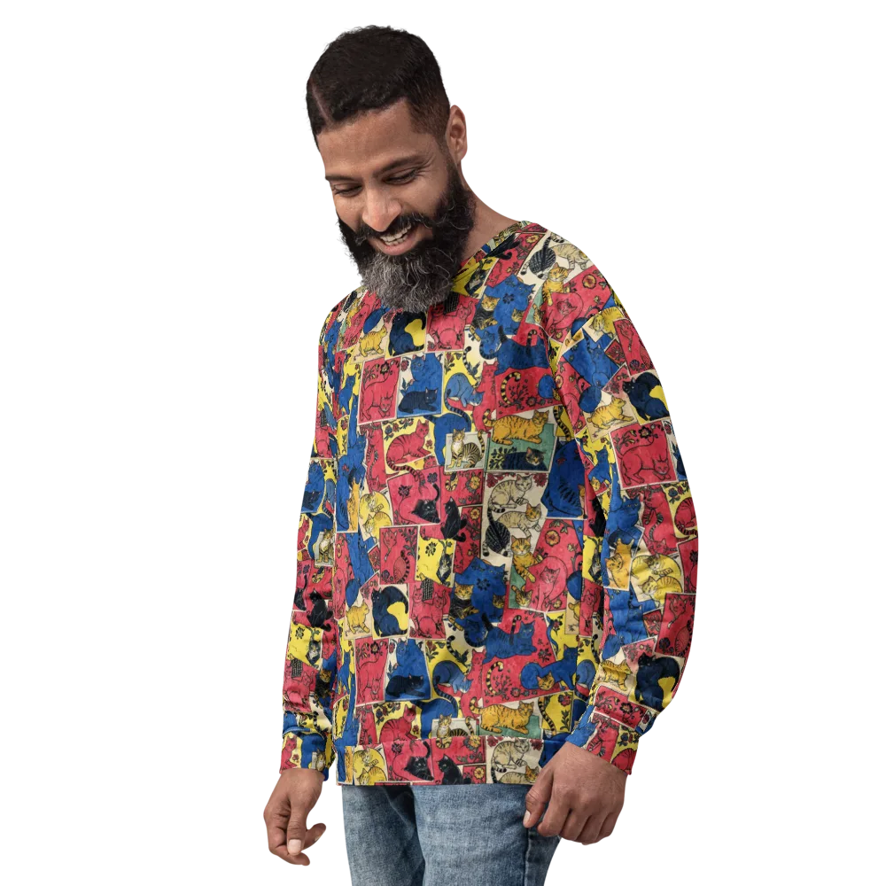 Midnight Cat Almanac on Sweatshirt — Left Front