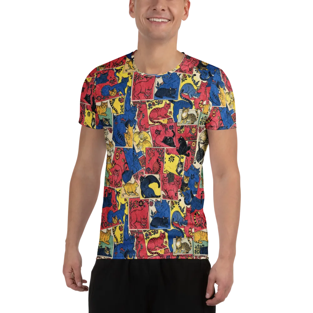Midnight Cat Almanac on Men's Athletic T-Shirt — Front