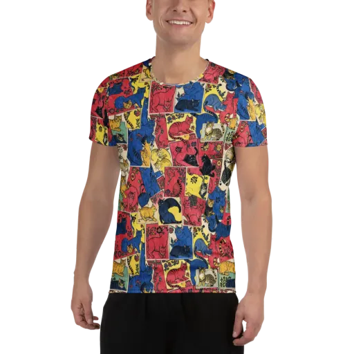 Midnight Cat Almanac on a Men's Athletic T-Shirt