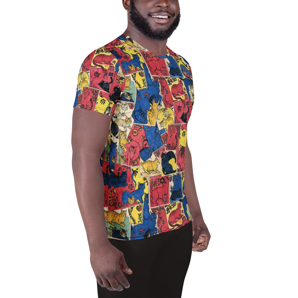 Midnight Cat Almanac on Men's Athletic T-Shirt — Right