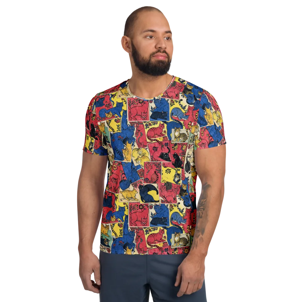 Midnight Cat Almanac on Men's Athletic T-Shirt — Front