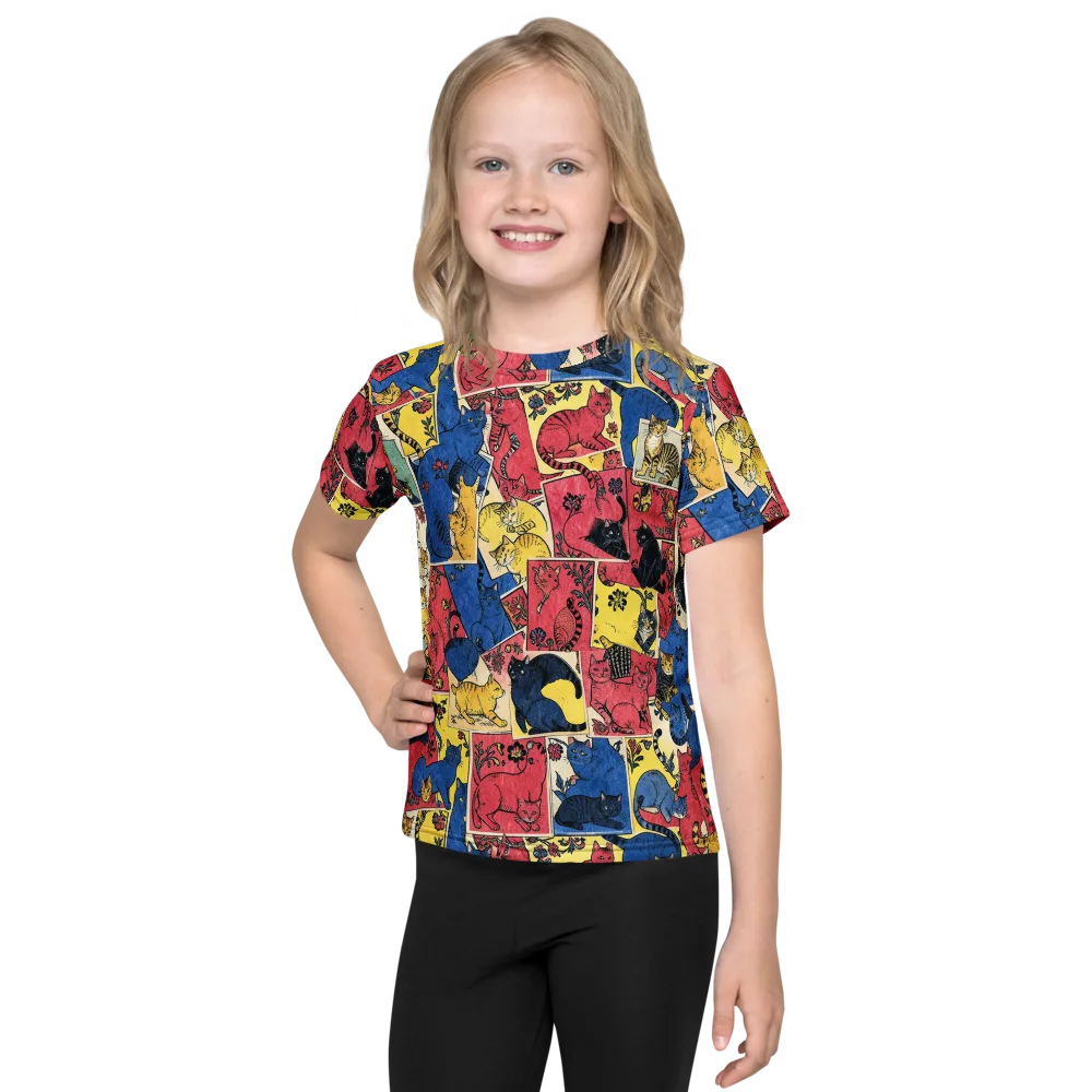 Midnight Cat Almanac on Kids Crew Neck T-Shirt — Front