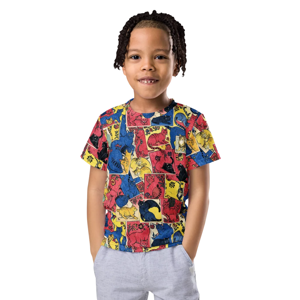Midnight Cat Almanac on Kids Crew Neck T-Shirt — Front