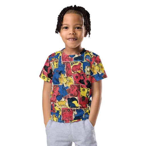 Midnight Cat Almanac on a Kids Crew Neck T-Shirt