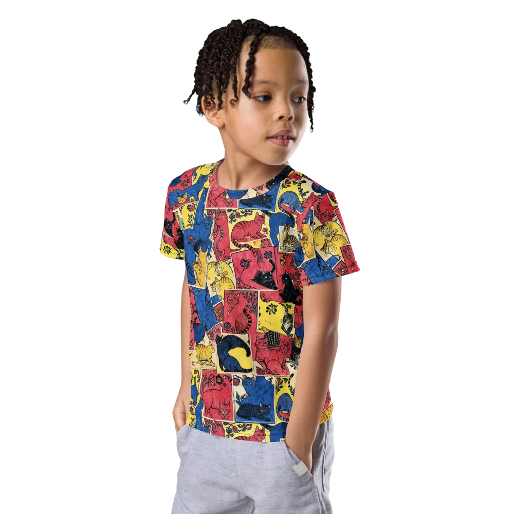 Midnight Cat Almanac on Kids Crew Neck T-Shirt — Left Front