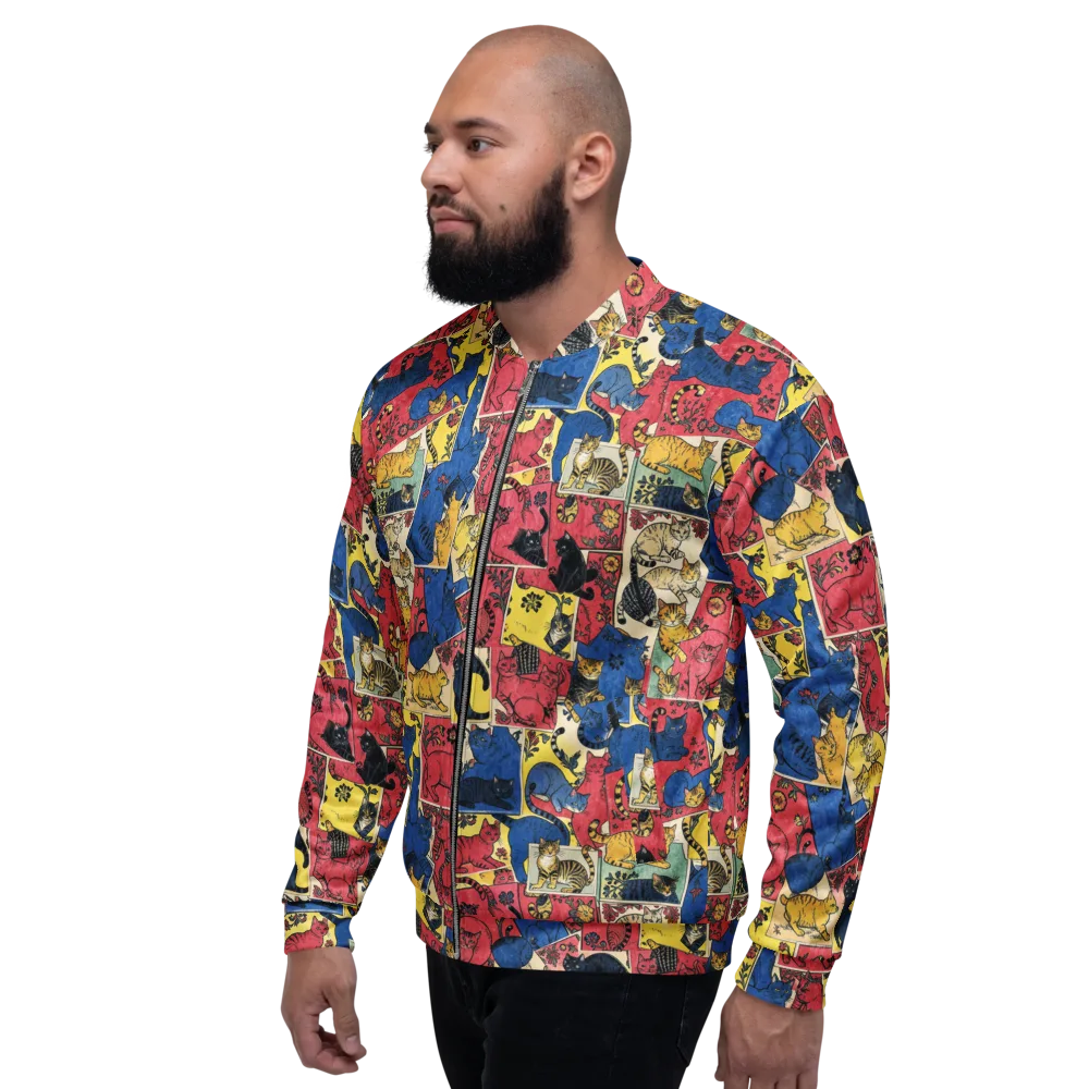 Midnight Cat Almanac on Bomber Jacket — Left