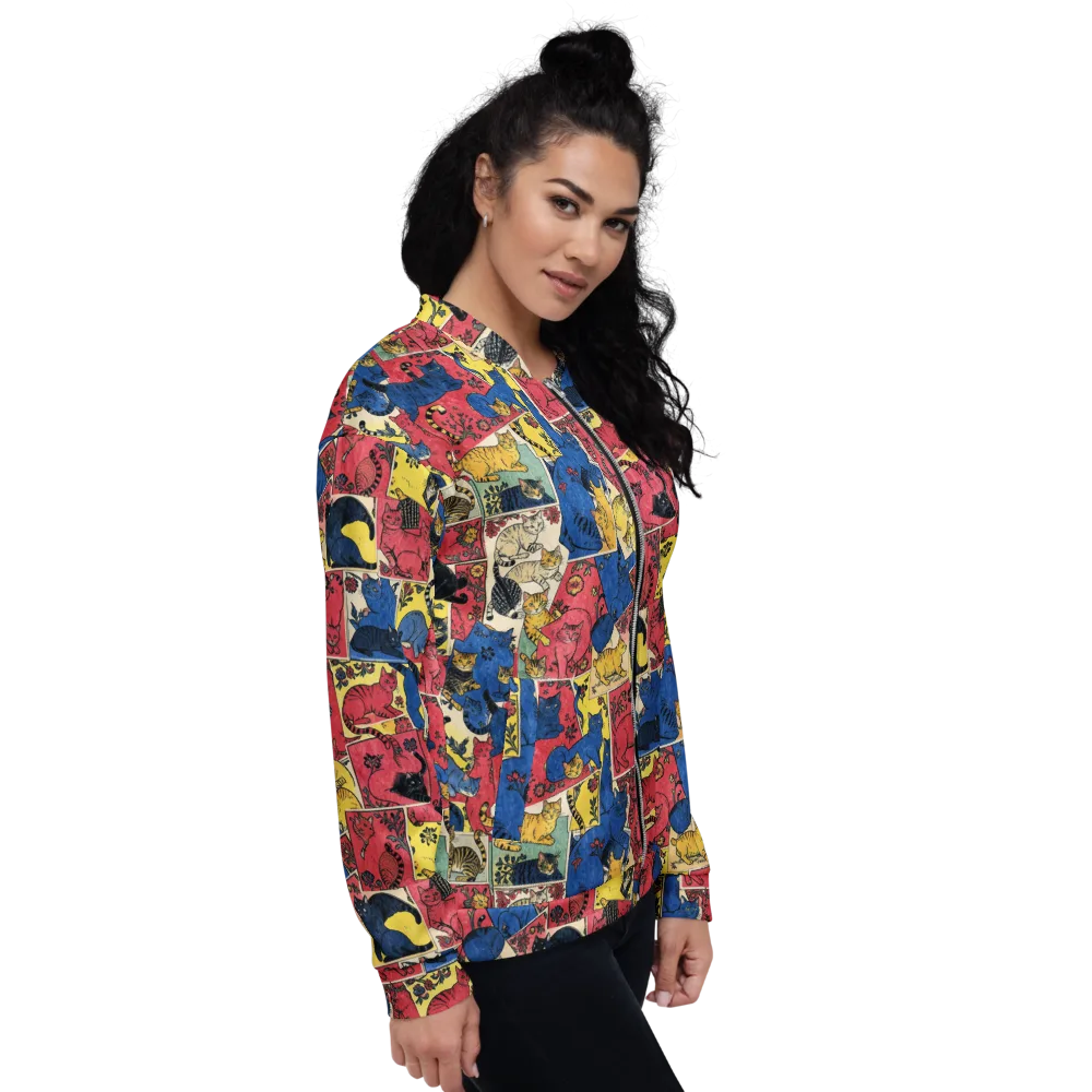 Midnight Cat Almanac on Bomber Jacket — Right