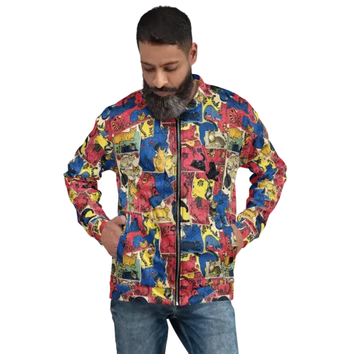 Midnight Cat Almanac on a Bomber Jacket
