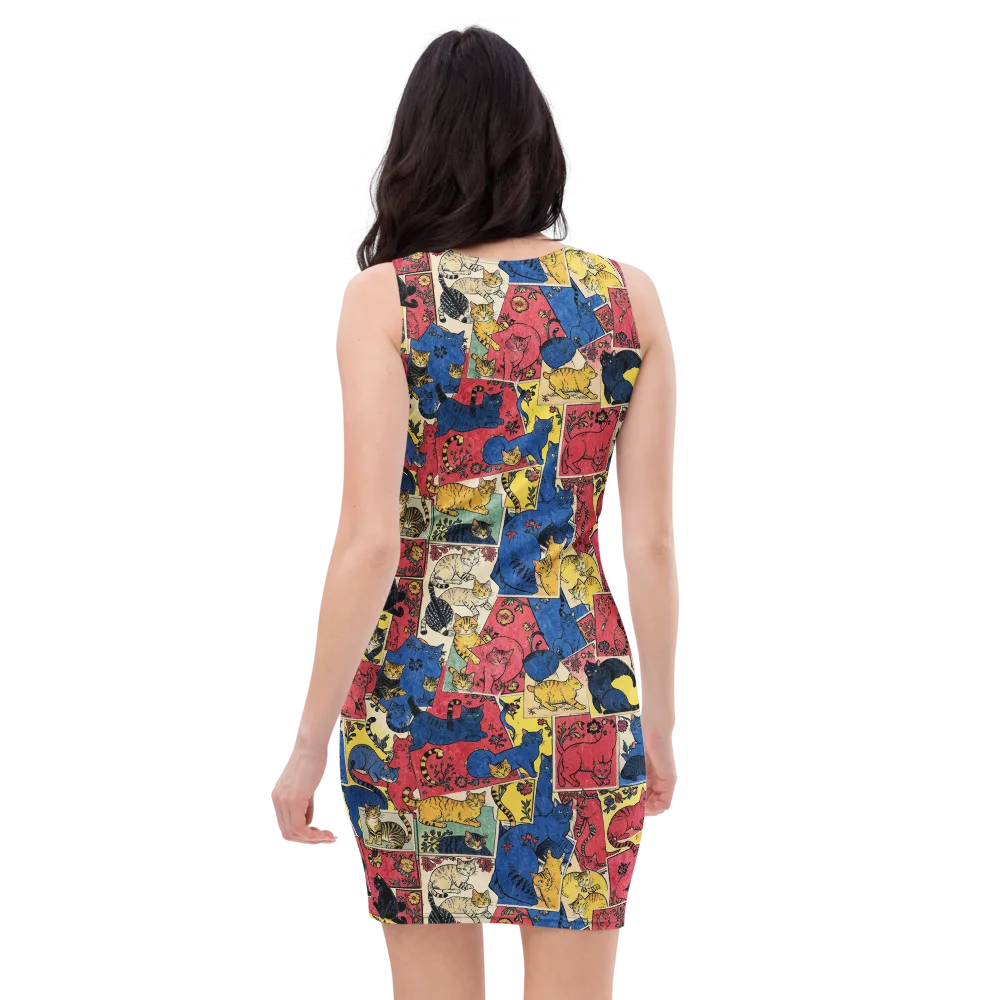 Midnight Cat Almanac on Bodycon Dress — Back