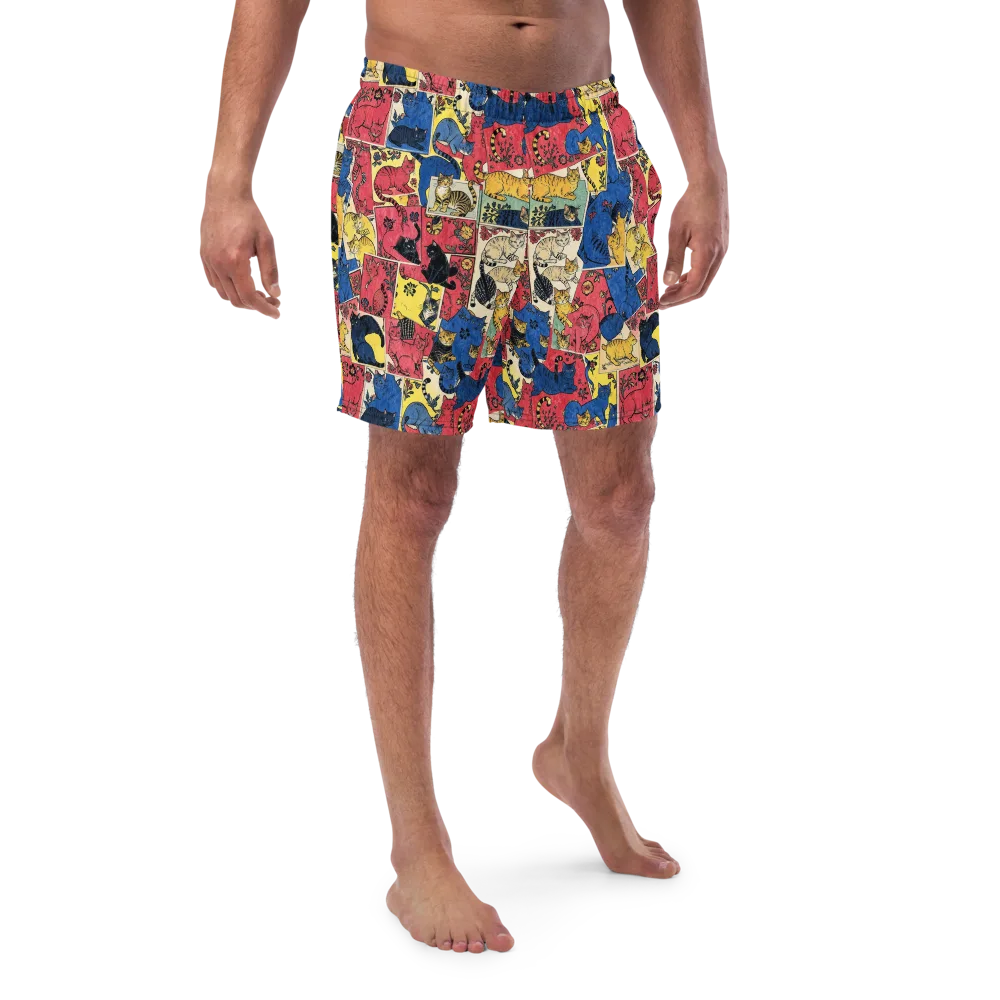 Midnight Cat Almanac on Swim Trunks — Front