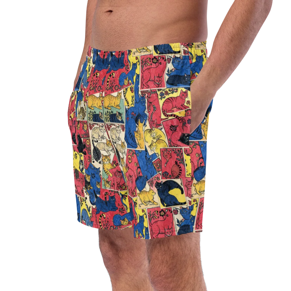 Midnight Cat Almanac on Swim Trunks — Left Front