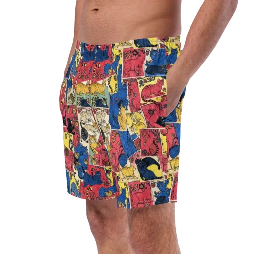 Midnight Cat Almanac on a Swim Trunks
