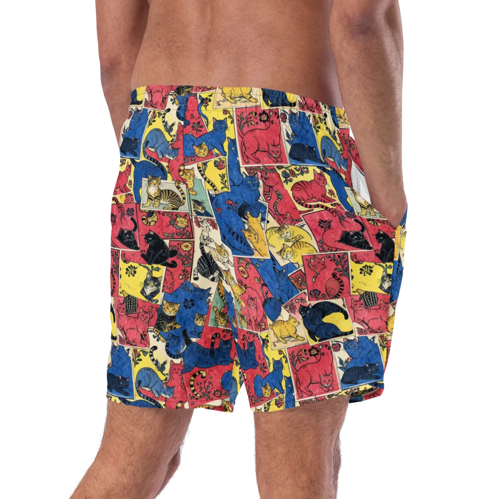 Midnight Cat Almanac on Swim Trunks — Right Back