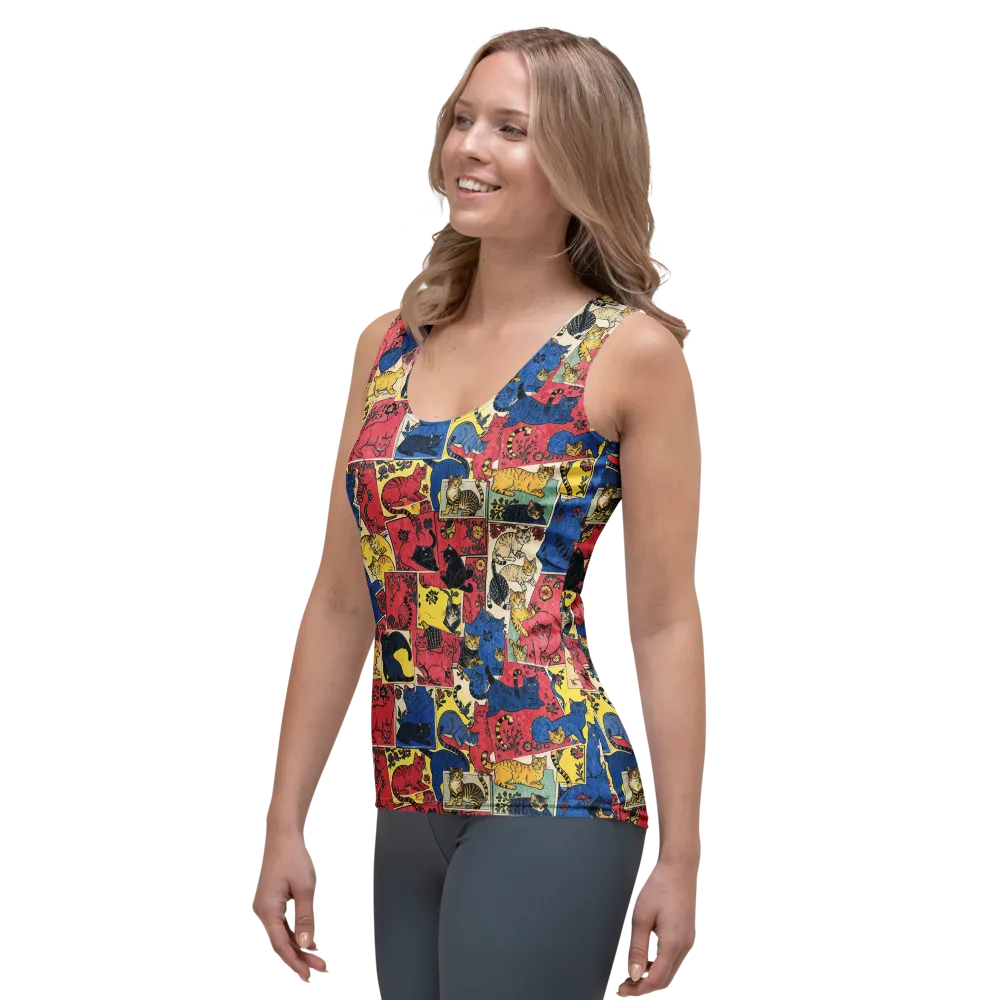 Midnight Cat Almanac on Women's Tank Top — Left Front