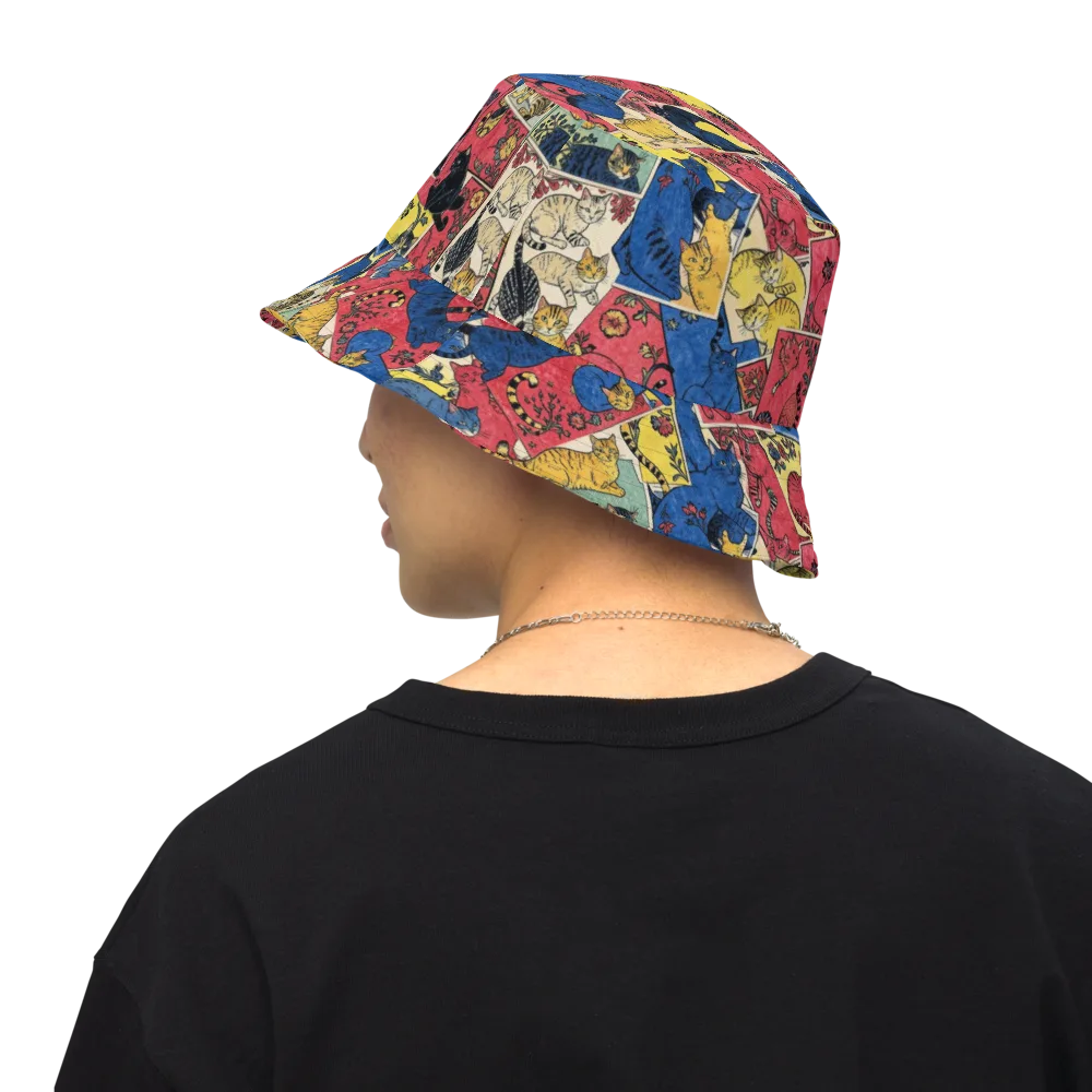 Midnight Cat Almanac on Reversible Bucket Hat — Back Inside