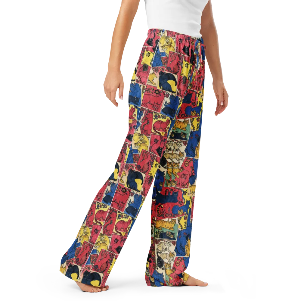 Midnight Cat Almanac on Women's Pajama Pants — Right Front