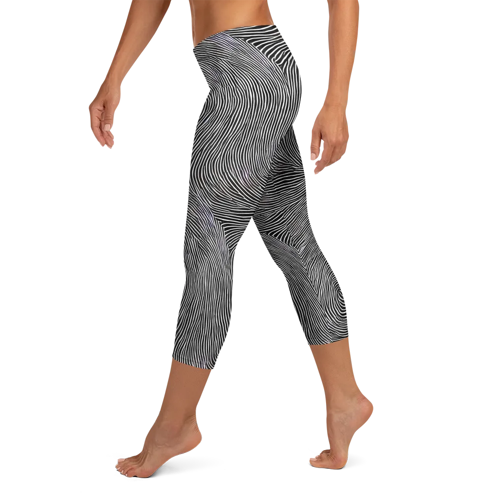 Ink Ripple on Capri Leggings — Left