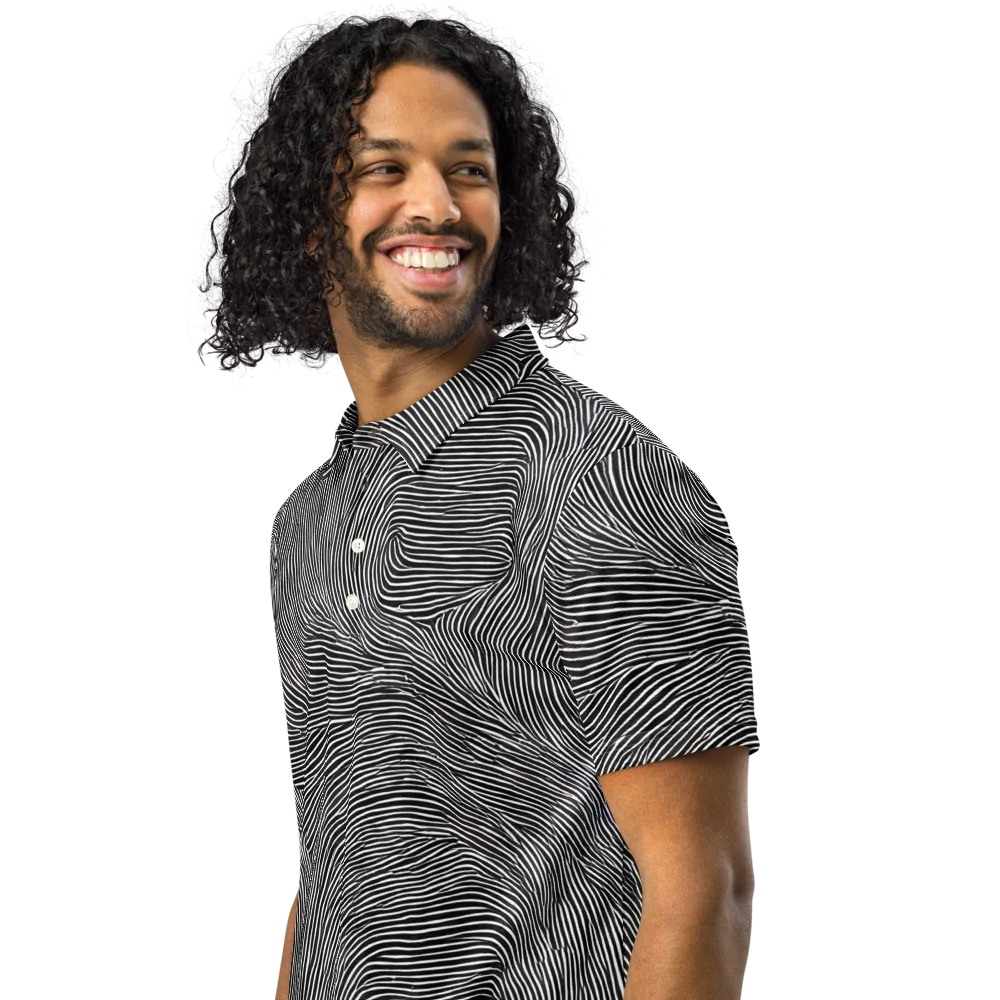 Ink Ripple on Men's Slim Fit Polo Shirt — Left Front