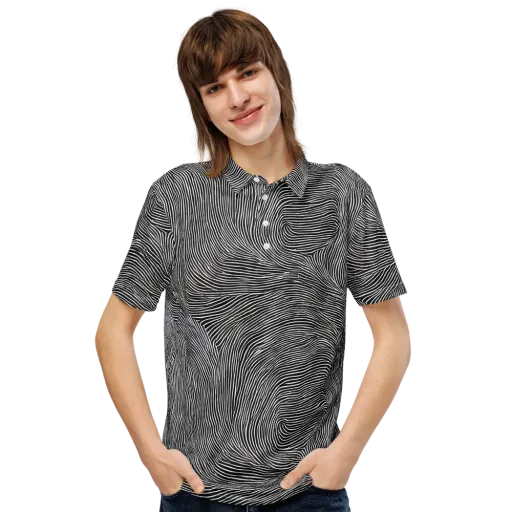 Ink Ripple on a Men's Slim Fit Polo Shirt