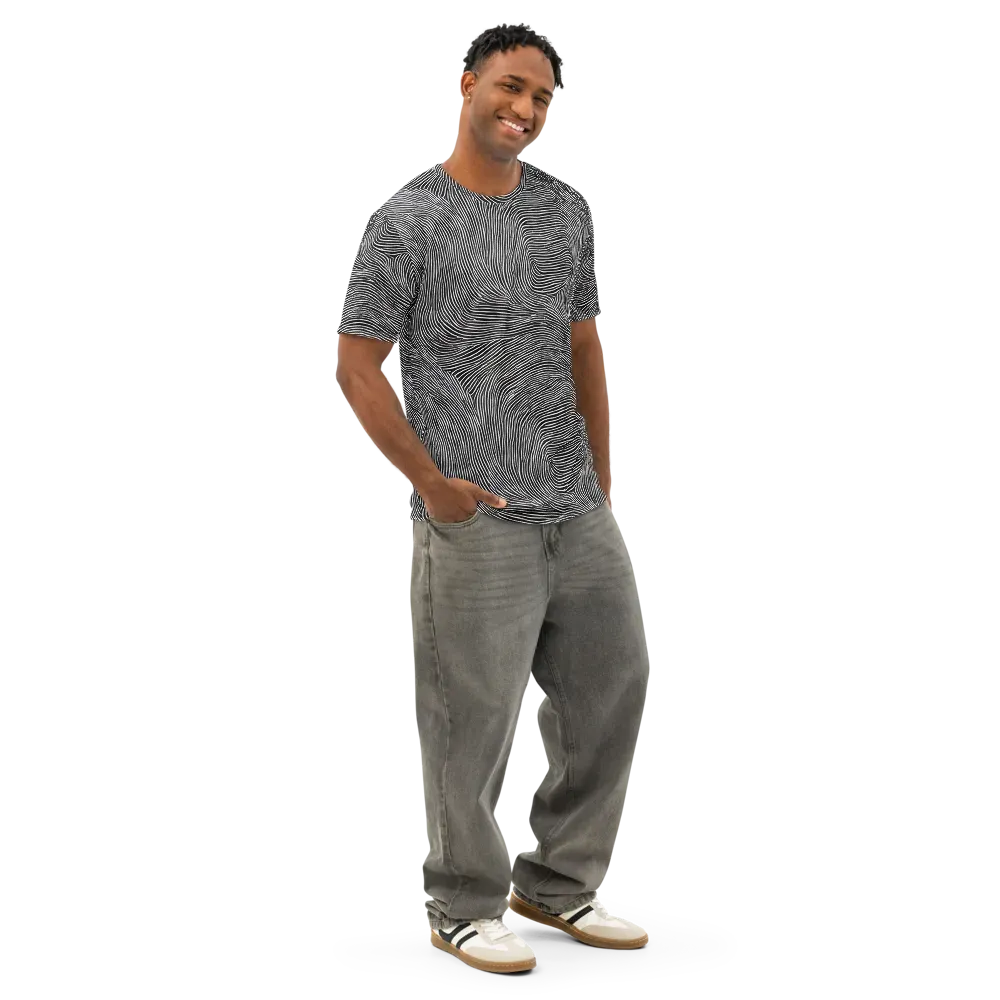 Ink Ripple on Men's Cotton Crew Neck T-Shirt — Right Front
