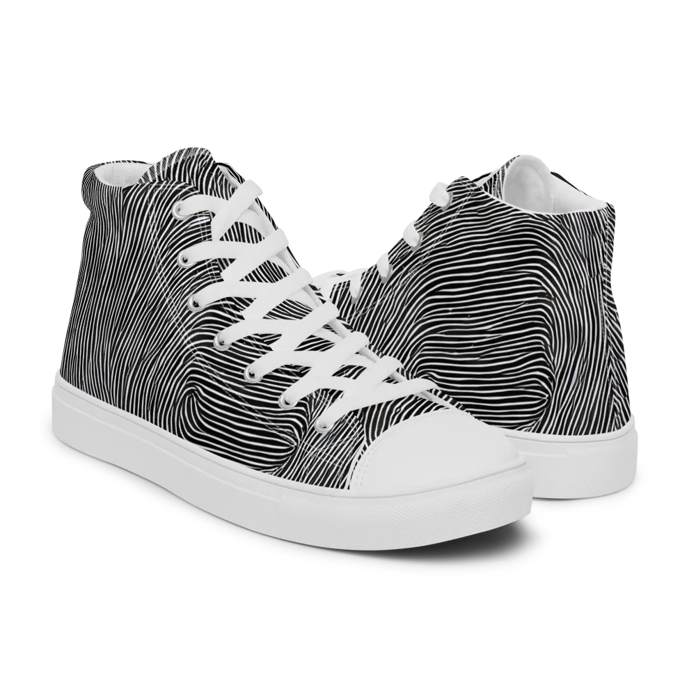 Ink Ripple on Men's High Top Canvas Shoes — Right
