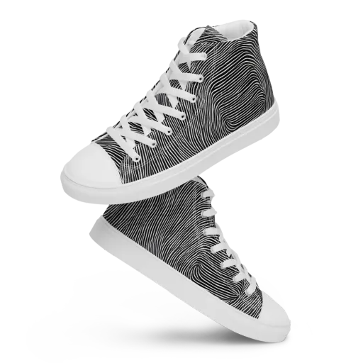 Ink Ripple on a Men's High Top Canvas Shoes