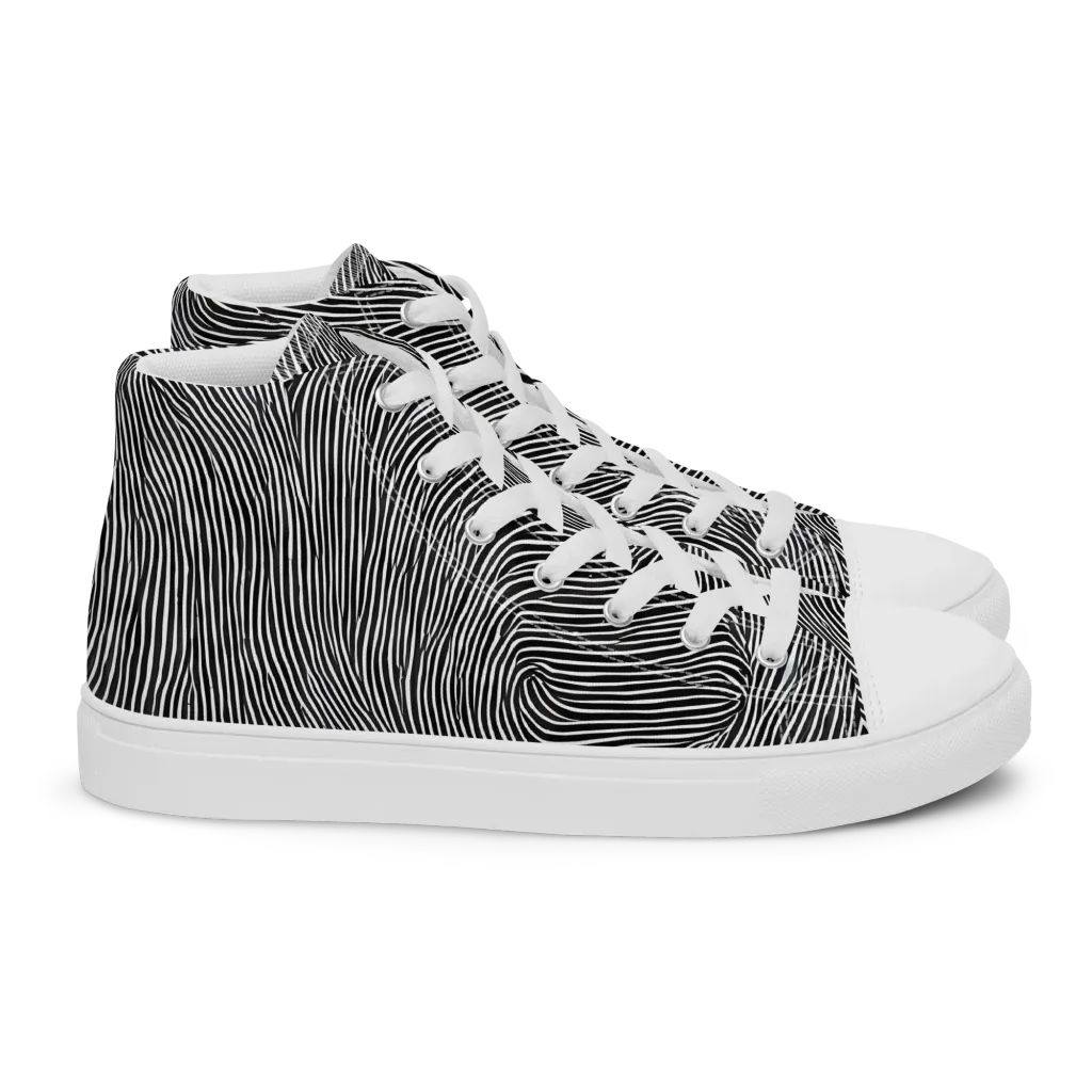 Ink Ripple on Women's High Top Canvas Shoes — Right