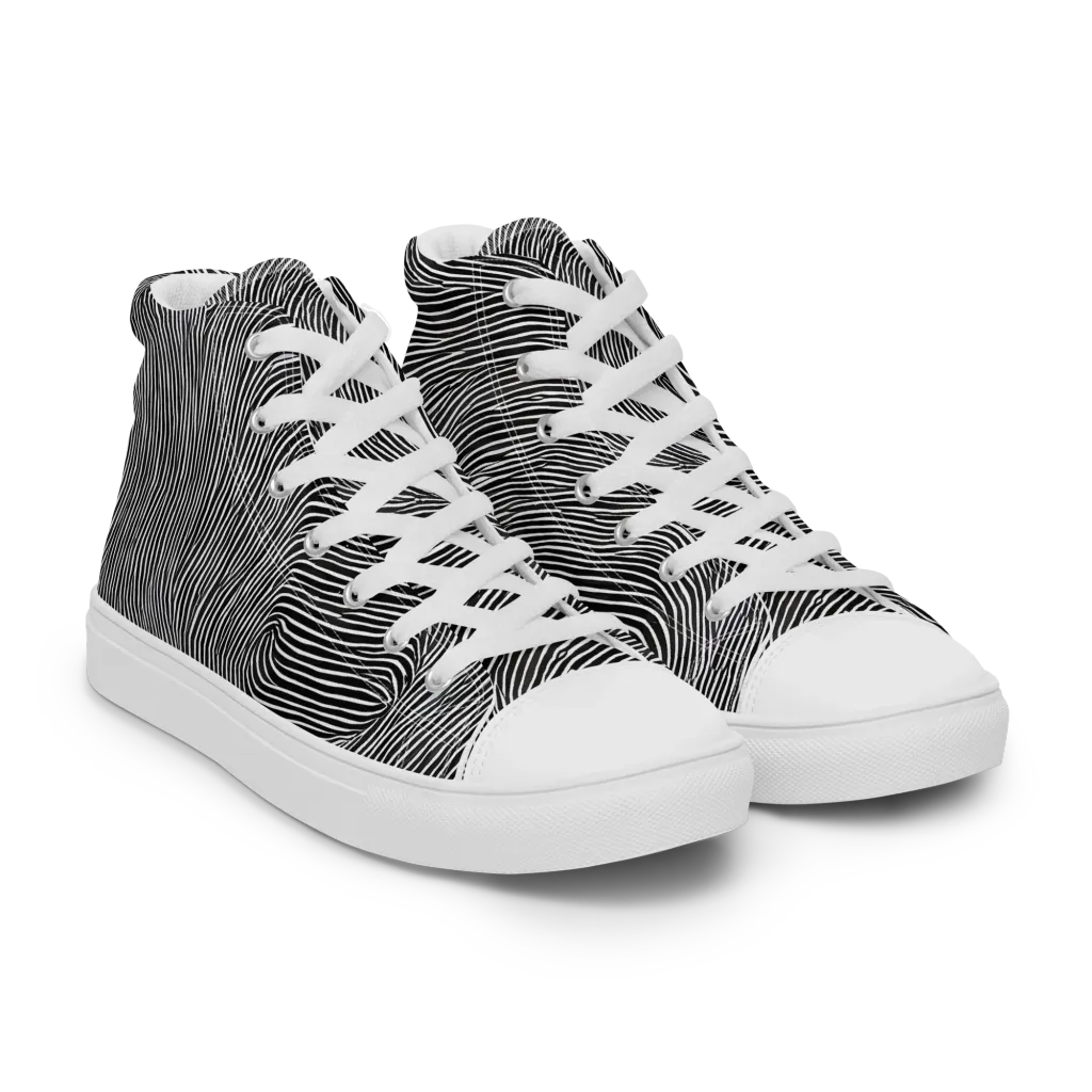 Ink Ripple on Women's High Top Canvas Shoes — Right Front
