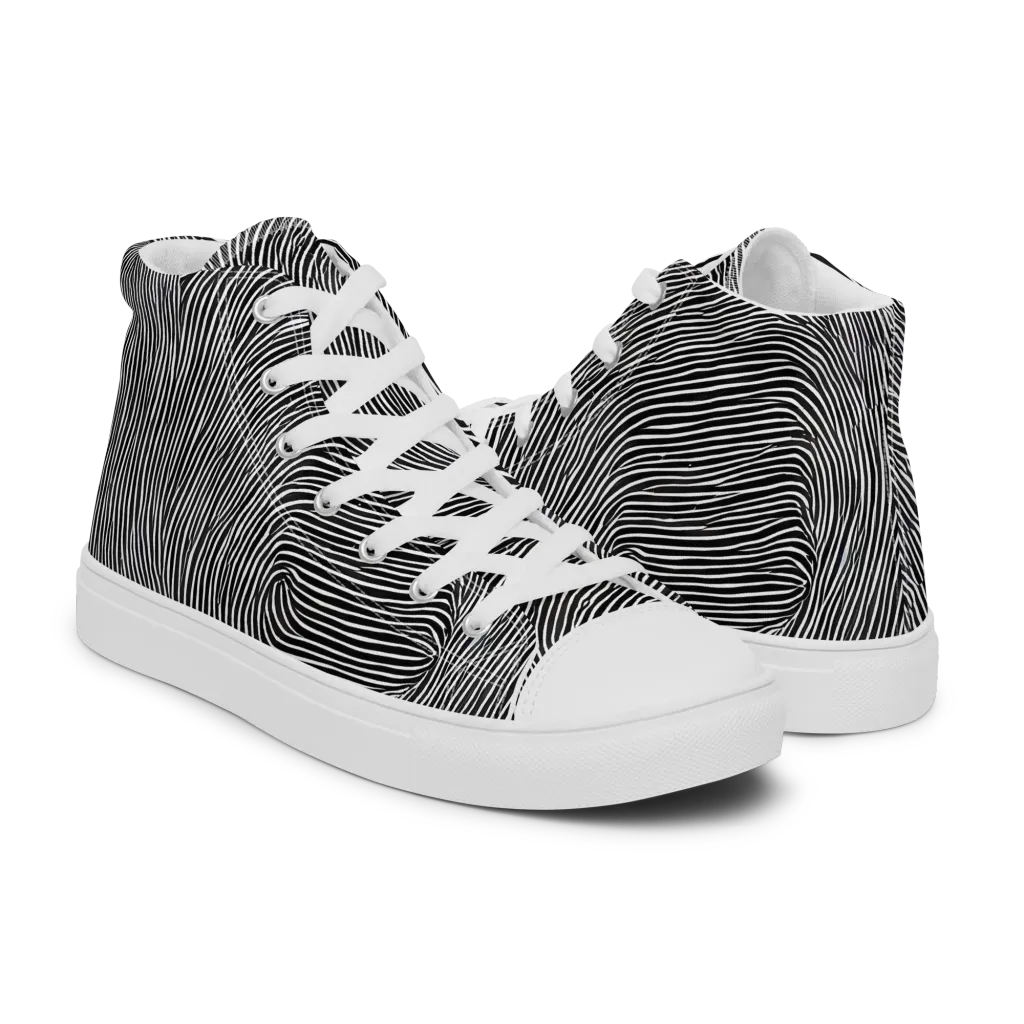 Ink Ripple on Women's High Top Canvas Shoes — Right