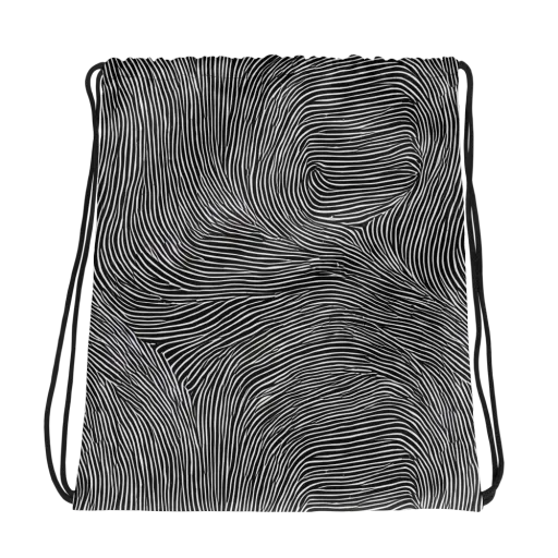 Ink Ripple on a Drawstring Bag