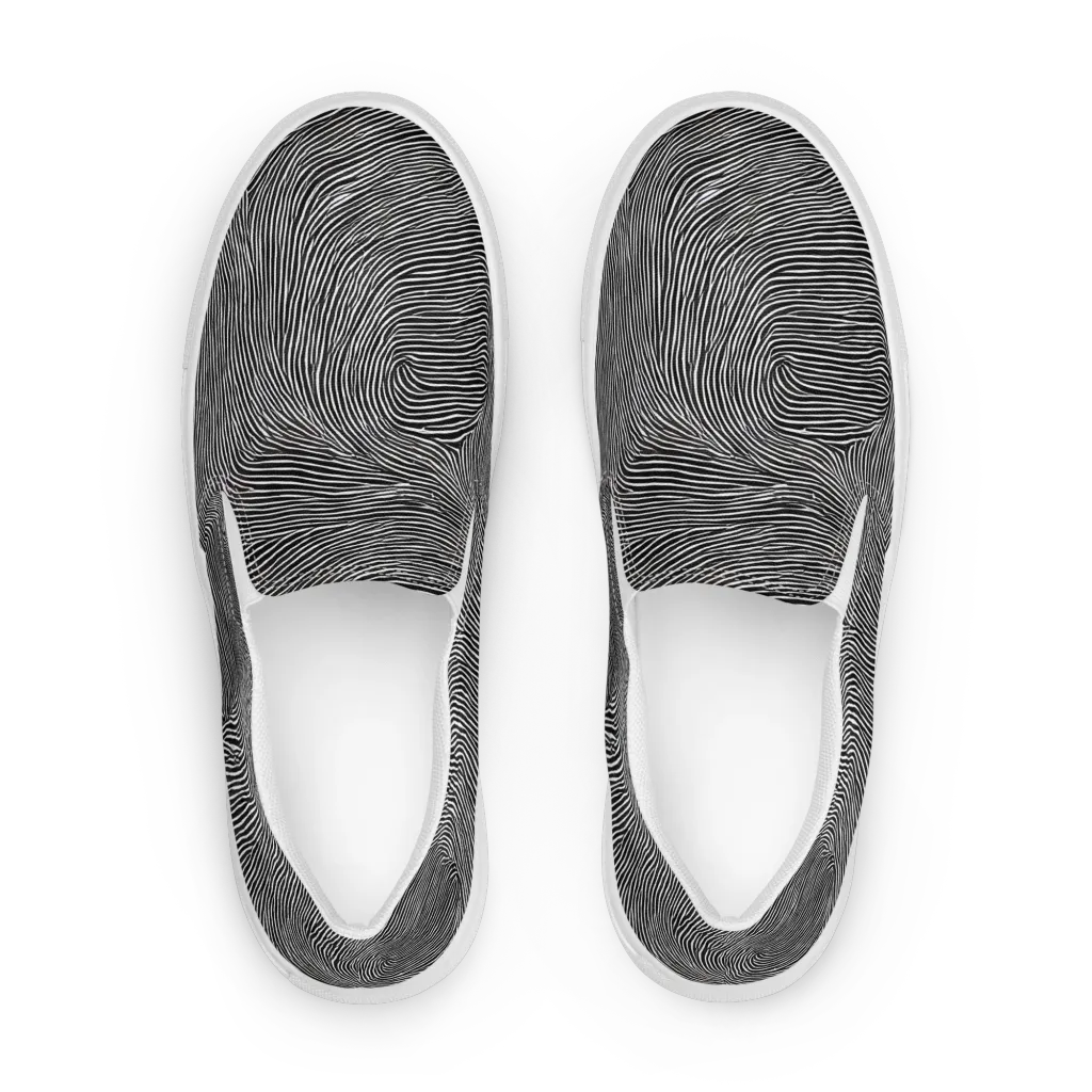 Ink Ripple on Women's Slip-On Canvas Shoes — Front