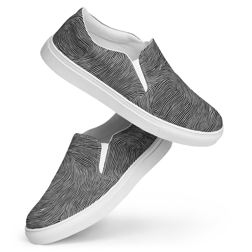 Ink Ripple on Women's Slip-On Canvas Shoes — Front