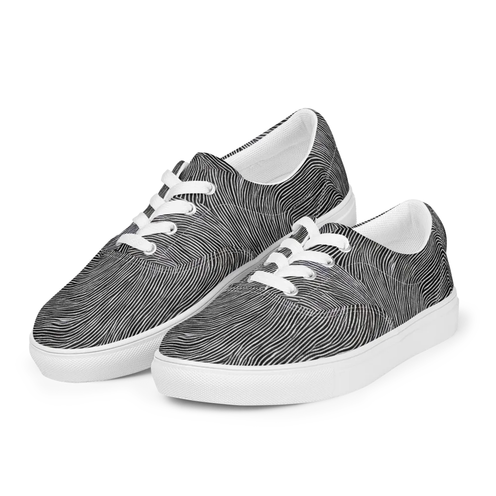 Ink Ripple on Men's Lace-Up Canvas Shoes — Left Front