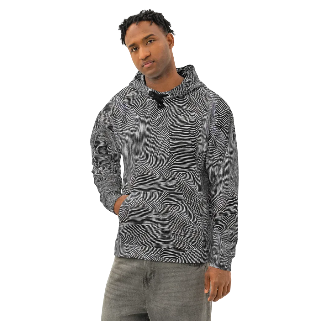 Ink Ripple on Cotton Hoodie — Left Front