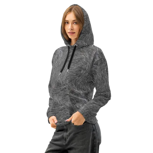 Ink Ripple on a Cotton Hoodie